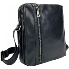 Мужская сумка кожаная Tiding Bag через плечо Черная
