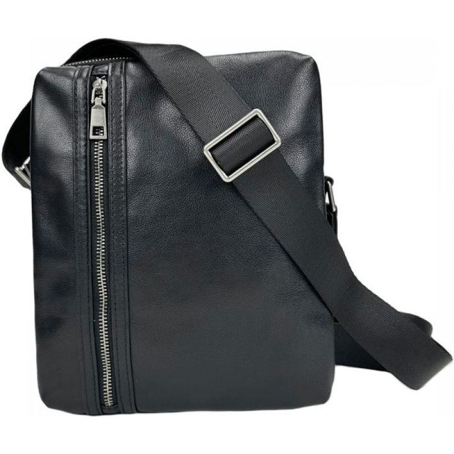 Мужская сумка кожаная Tiding Bag через плечо Черная