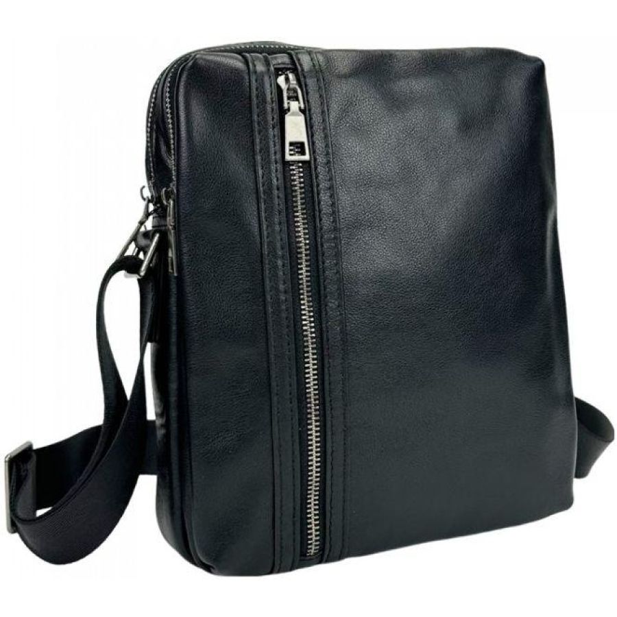 Мужская сумка кожаная Tiding Bag через плечо Черная