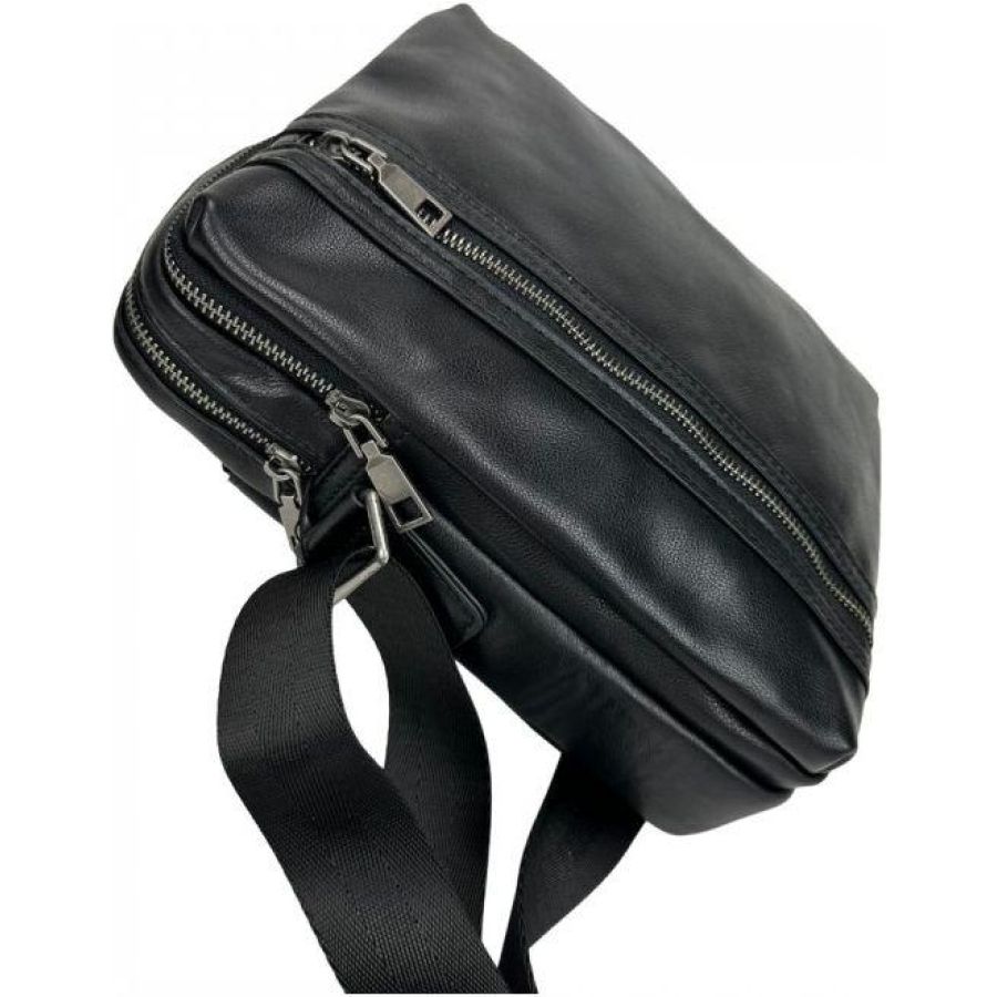 Мужская сумка кожаная Tiding Bag через плечо Черная