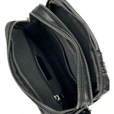 Мужская сумка кожаная Tiding Bag через плечо Черная