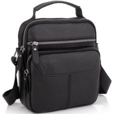 Сумка мужская кожаная Tiding Bag через плечо Черная