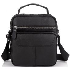 Сумка мужская кожаная Tiding Bag через плечо Черная
