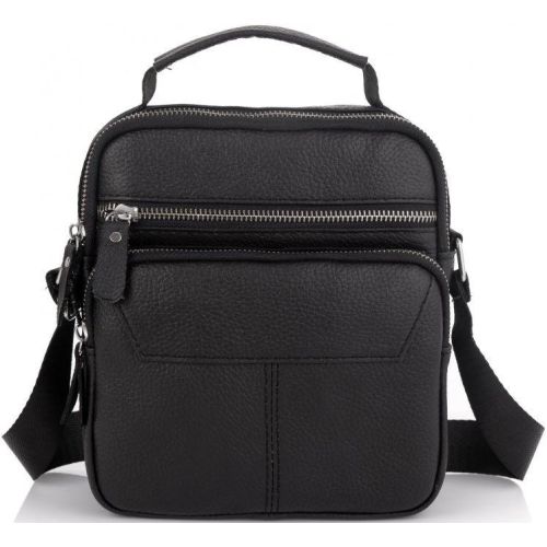 Сумка мужская кожаная Tiding Bag через плечо Черная