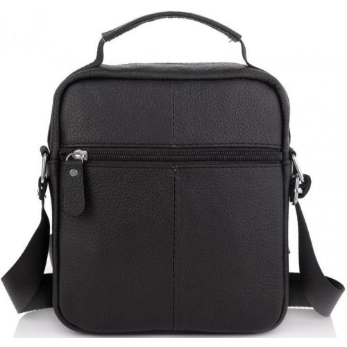 Сумка мужская кожаная Tiding Bag через плечо Черная