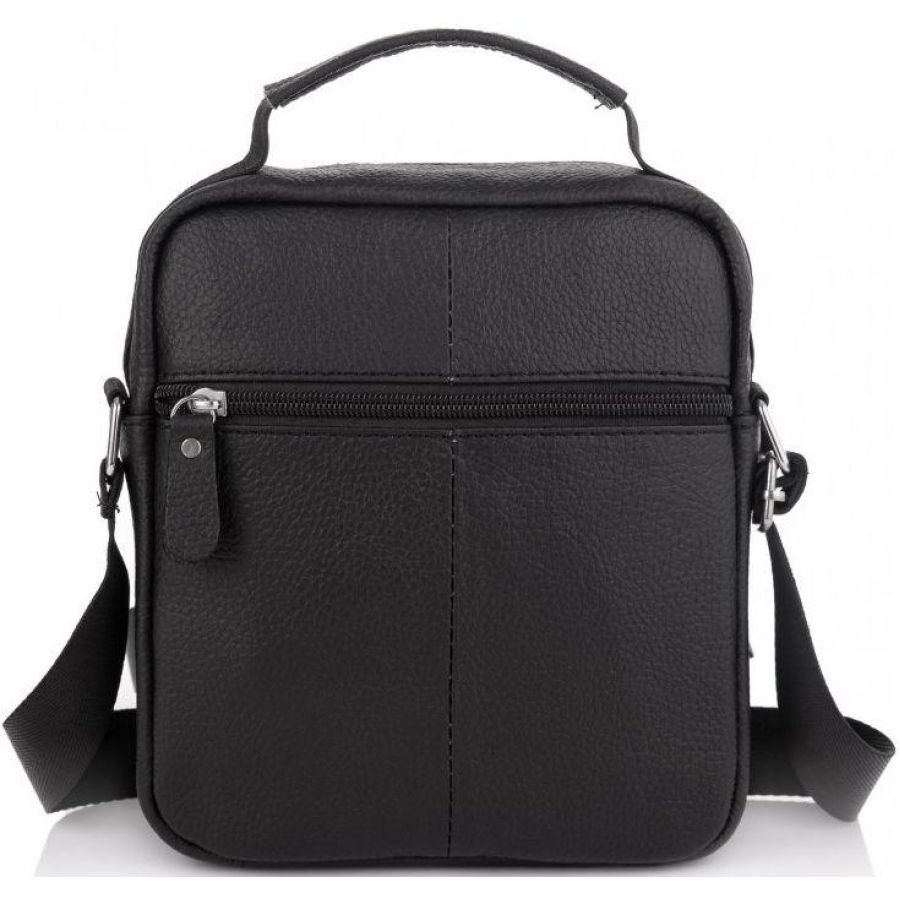Сумка мужская кожаная Tiding Bag через плечо Черная