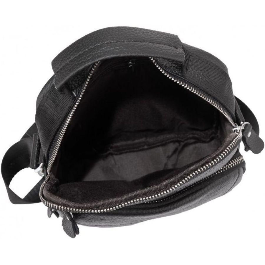 Сумка мужская кожаная Tiding Bag через плечо Черная