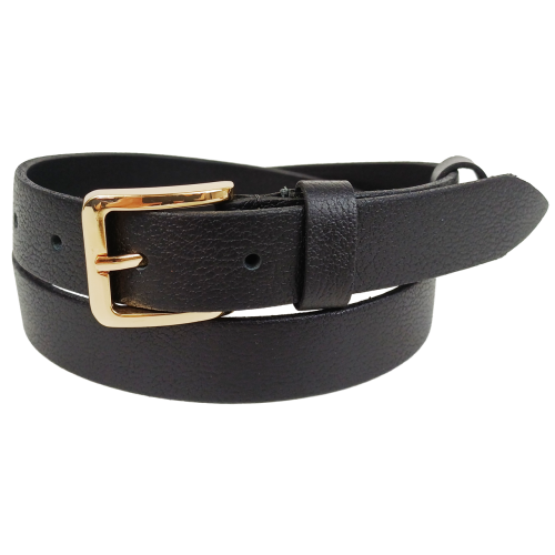 Женский кожаный ремень Skipper Черный с золотистой пряжкой