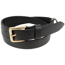 Женский кожаный ремень Skipper Черный с золотистой пряжкой