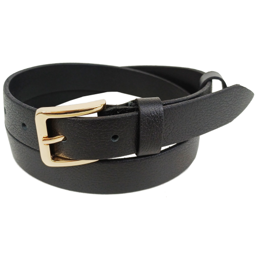 Женский кожаный ремень Skipper Черный с золотистой пряжкой