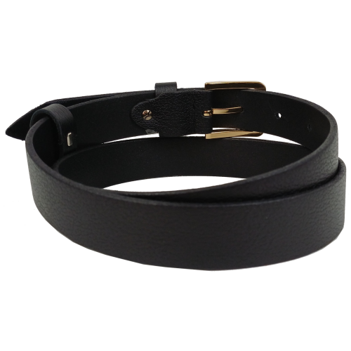 Женский кожаный ремень Skipper Черный с золотистой пряжкой