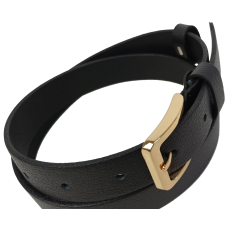 Женский кожаный ремень Skipper Черный с золотистой пряжкой