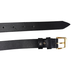 Женский кожаный ремень Skipper Черный с золотистой пряжкой