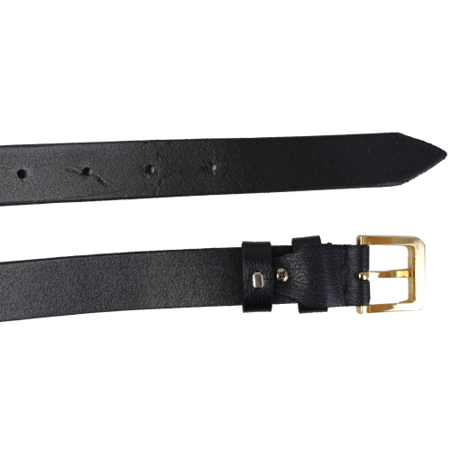 Женский кожаный ремень Skipper Черный с золотистой пряжкой