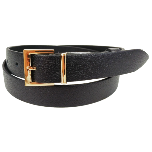 Женский кожаный ремень Черный с золотистой пряжкой Skipper