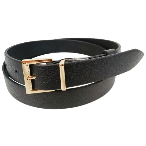 Женский кожаный ремень Черный с золотистой пряжкой Skipper