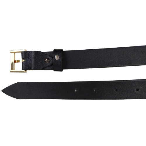 Женский кожаный ремень Черный с золотистой пряжкой Skipper