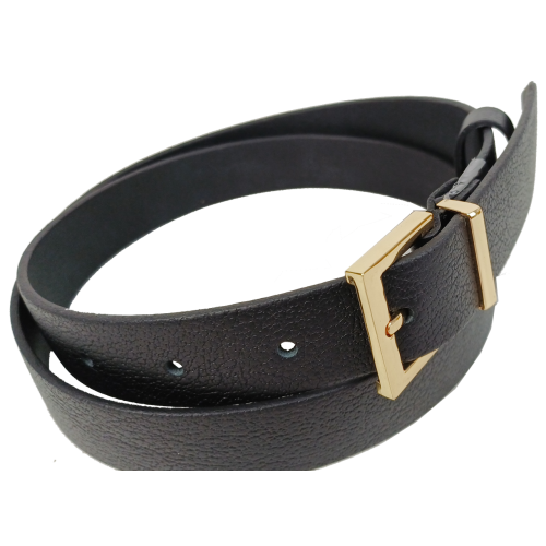 Женский кожаный ремень Черный с золотистой пряжкой Skipper