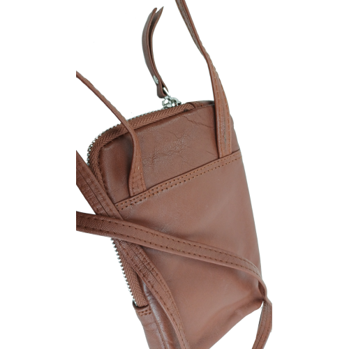 Небольшая кожаная сумка для телефона документов UP2 Fashion Коричневая