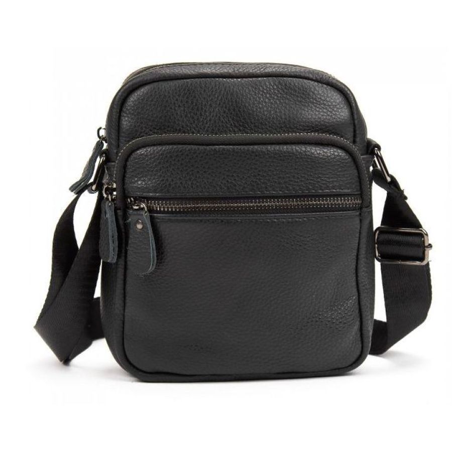 Мужская кожаная сумка планшетка Tiding Bag Черная