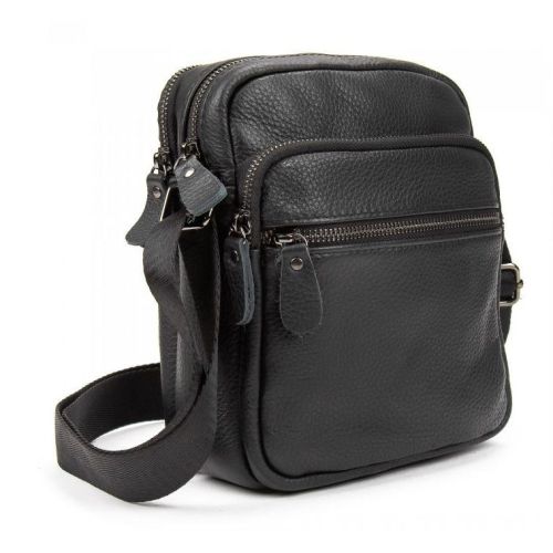 Мужская кожаная сумка планшетка Tiding Bag Черная