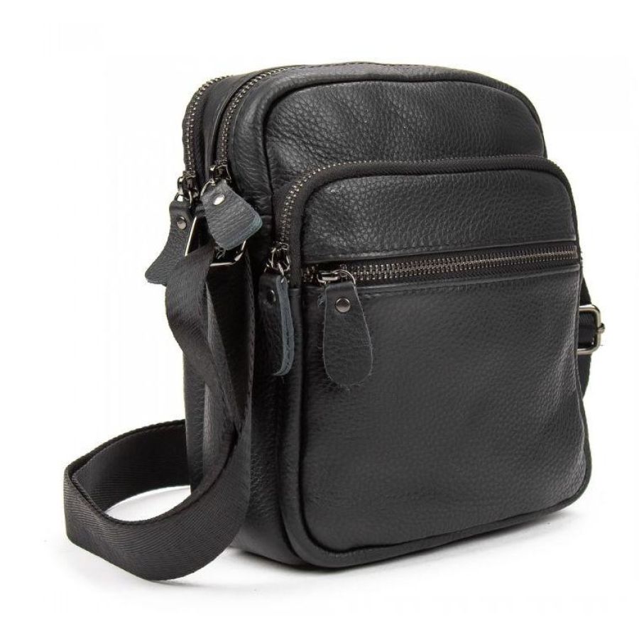Мужская кожаная сумка планшетка Tiding Bag Черная