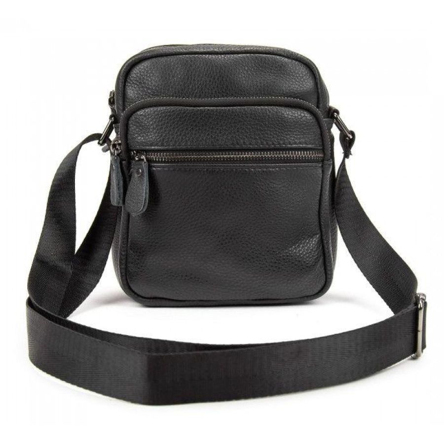 Мужская кожаная сумка планшетка Tiding Bag Черная