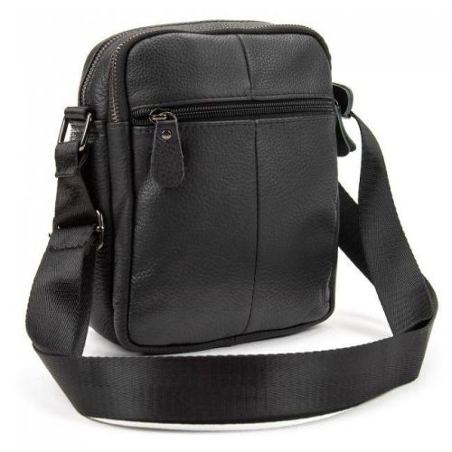 Мужская кожаная сумка планшетка Tiding Bag Черная
