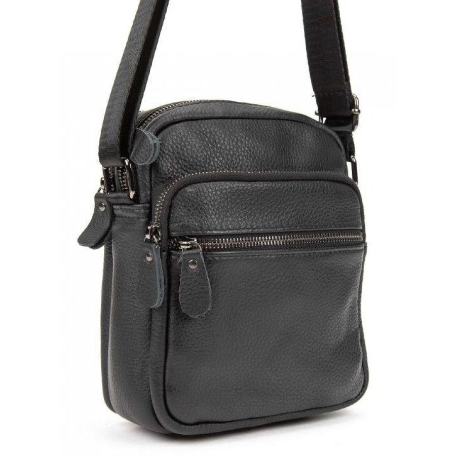 Мужская кожаная сумка планшетка Tiding Bag Черная