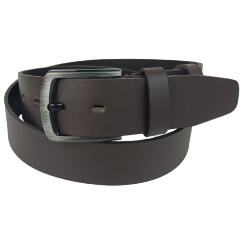 Широкий мужской ремень под джинсы Skipper темно-коричневый 4,5 см