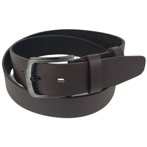 Широкий мужской ремень под джинсы Skipper темно-коричневый 4,5 см