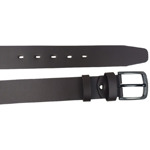 Широкий мужской ремень под джинсы Skipper темно-коричневый 4,5 см