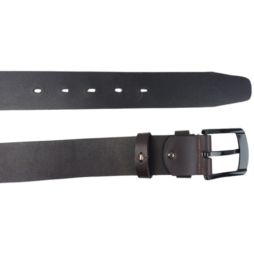 Широкий мужской ремень под джинсы Skipper темно-коричневый 4,5 см