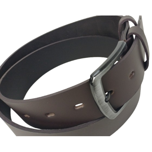 Широкий мужской ремень под джинсы Skipper темно-коричневый 4,5 см