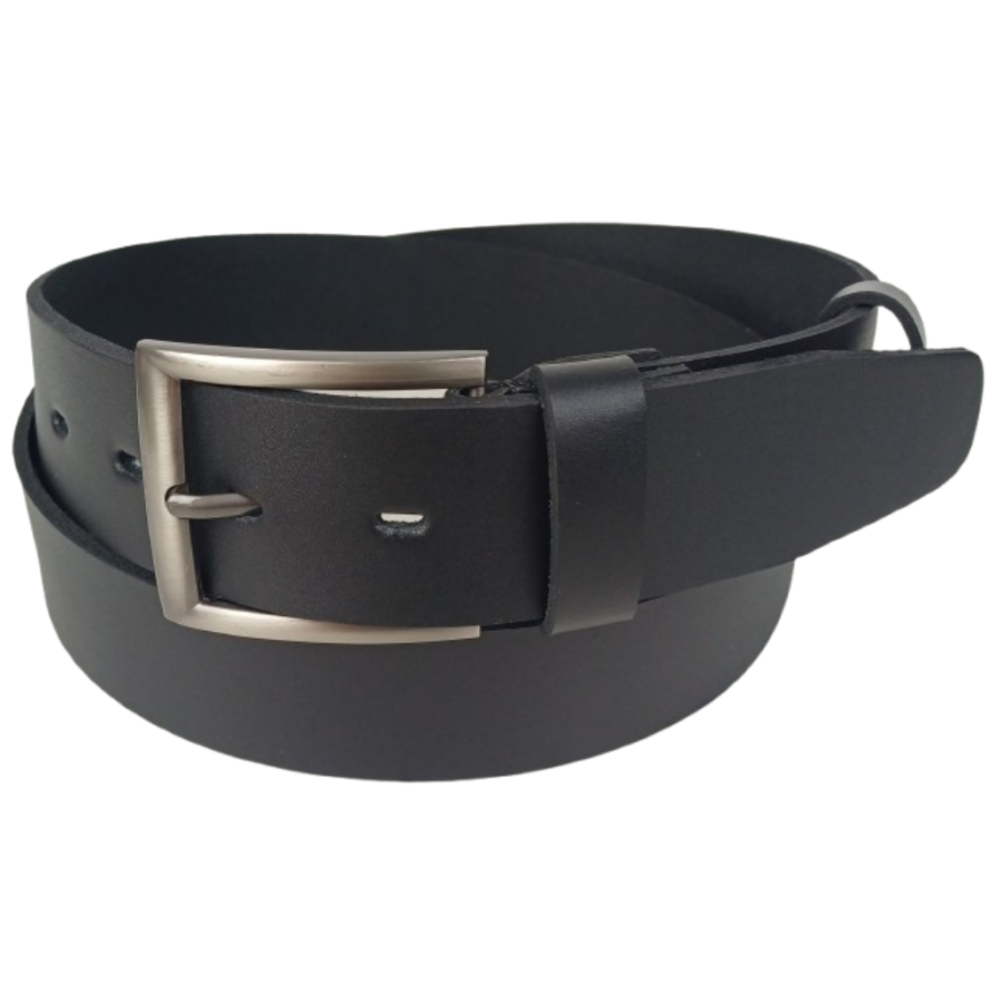Ремень мужской кожаный Skipper черный 4.5 см, широкий, под джинсы и брюки
