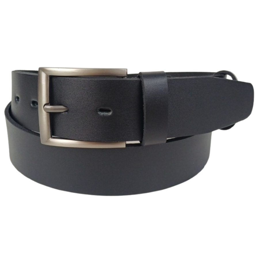 Ремень мужской кожаный Skipper черный 4.5 см, широкий, под джинсы и брюки