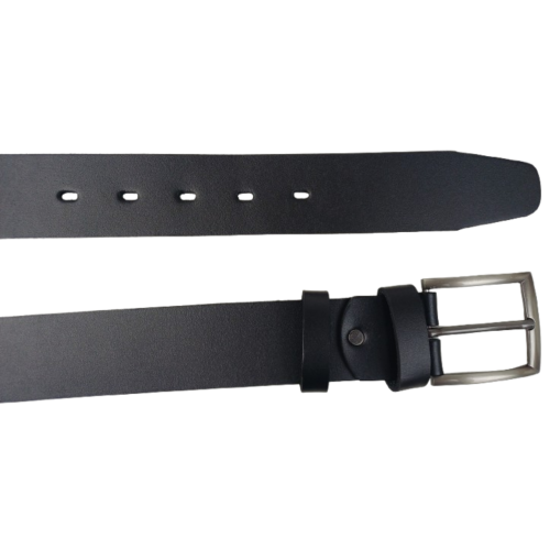 Ремень мужской кожаный Skipper черный 4.5 см, широкий, под джинсы и брюки