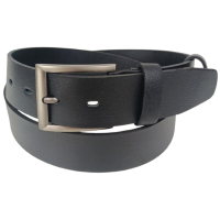 Ремень мужской широкий кожаный Skipper 4.5 см, черный, с металлической пряжкой