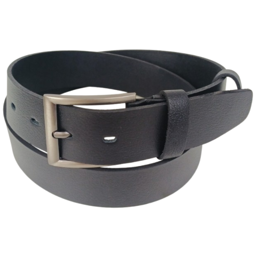 Ремень мужской широкий кожаный Skipper 4.5 см, черный, с металлической пряжкой