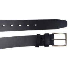 Ремень мужской широкий кожаный Skipper 4.5 см, черный, с металлической пряжкой