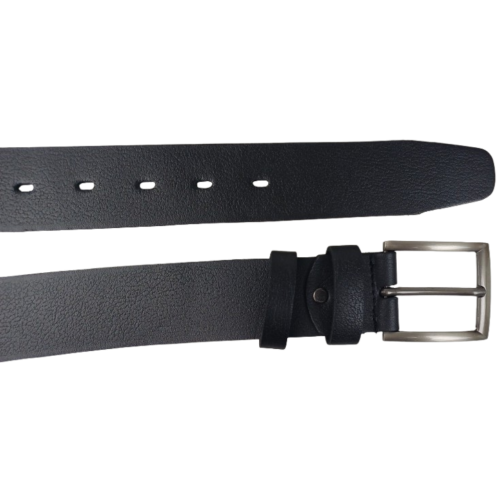 Ремень мужской широкий кожаный Skipper 4.5 см, черный, с металлической пряжкой