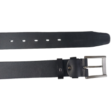 Ремень мужской широкий кожаный Skipper 4.5 см, черный, с металлической пряжкой