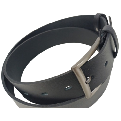 Ремень мужской широкий кожаный Skipper 4.5 см, черный, с металлической пряжкой