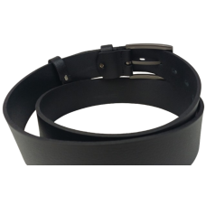 Ремень мужской широкий кожаный Skipper 4.5 см, черный, с металлической пряжкой