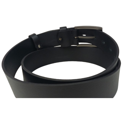 Ремень мужской широкий кожаный Skipper 4.5 см, черный, с металлической пряжкой