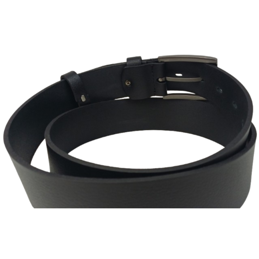Ремень мужской широкий кожаный Skipper 4.5 см, черный, с металлической пряжкой