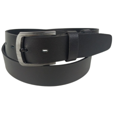 Ремень мужской широкий кожаный Skipper 4.5 см, черный, с фиксатором, под джинсы