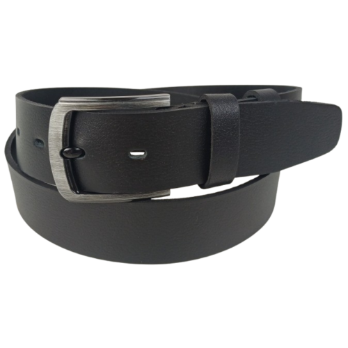 Ремень мужской широкий кожаный Skipper 4.5 см, черный, с фиксатором, под джинсы