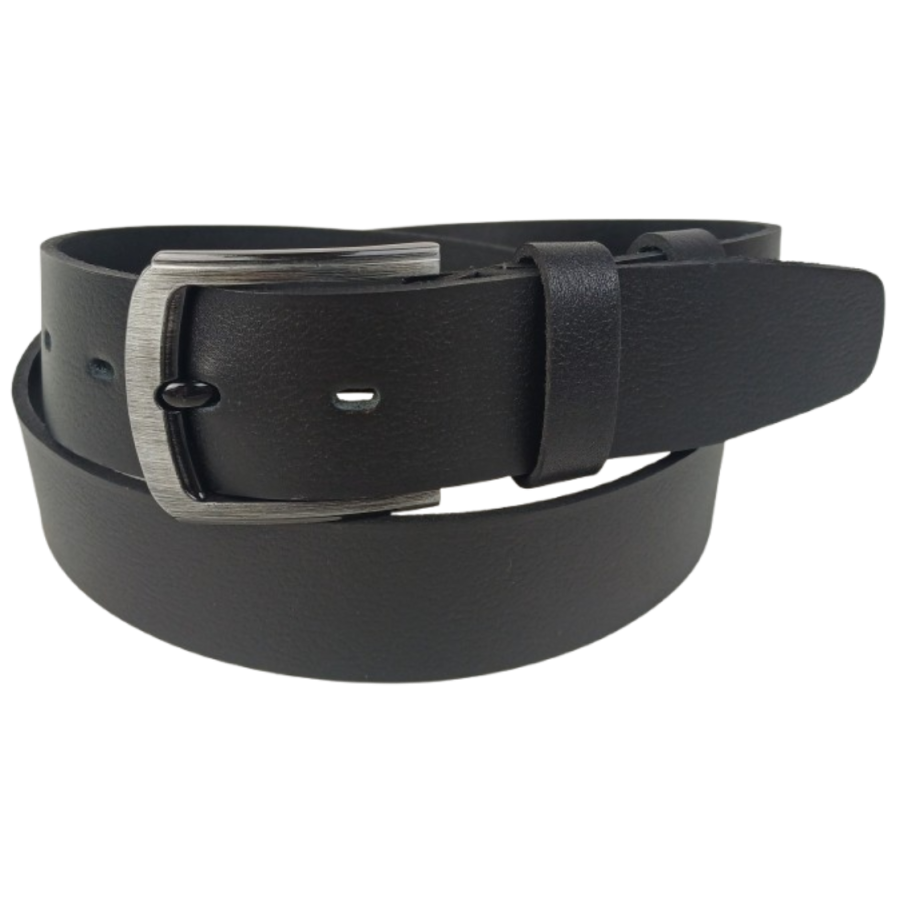 Ремень мужской широкий кожаный Skipper 4.5 см, черный, с фиксатором, под джинсы