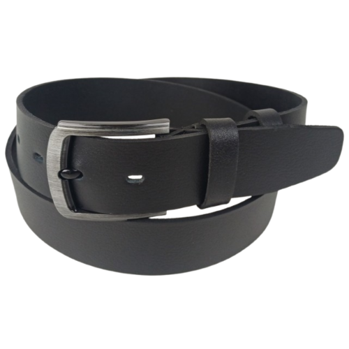 Ремень мужской широкий кожаный Skipper 4.5 см, черный, с фиксатором, под джинсы